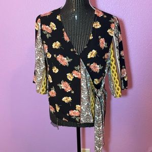 Blue Rain Black Wrap Front Top